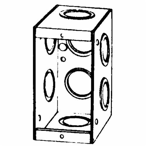 Appleton M1-250 Non-Gangable Welded Masonry Box Steel 15.5 cu-in 1 Gang 8 Outlets 8 Knockouts