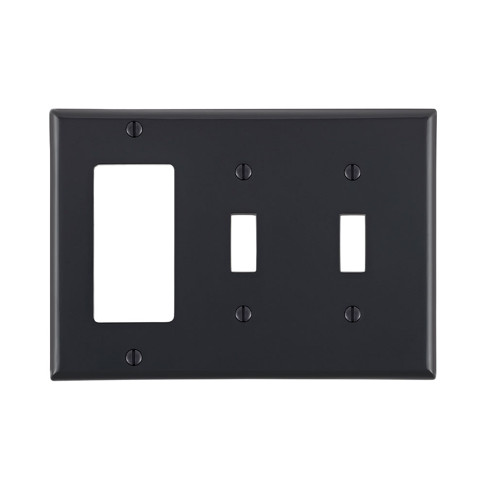 LEVITON Leviton 80745-E EB WP 3G 2TGL 1DECO NYL Standard Size Combination Wallplate