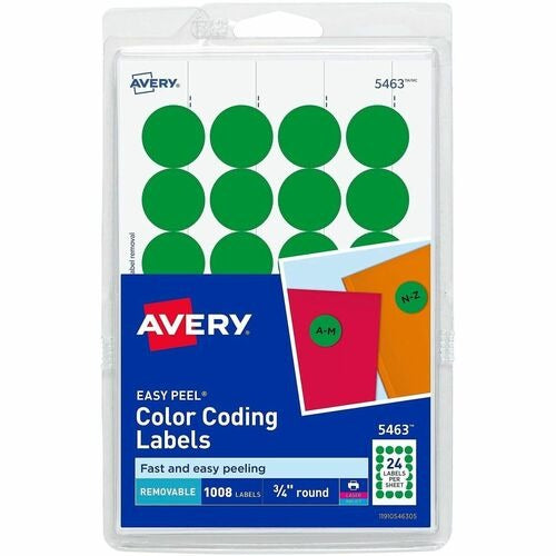 AVERY Avery AVE05463 Removable Round Labels Green 1008 Pack