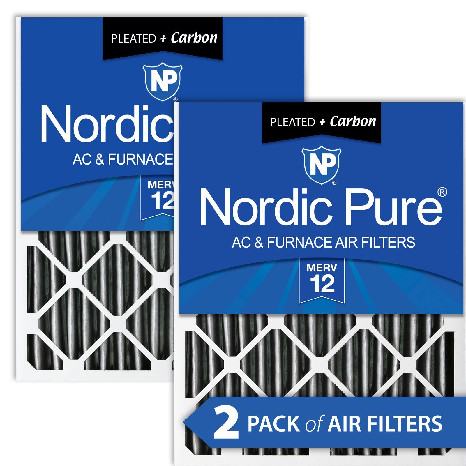 NORDIC PURE Nordic Pure 12x24x4PM12C-2 Merv 12 Carbon Air Filter 2 Pack
