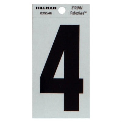 HILLMAN Hillman Fasteners 839546 3 Inch Reflective Number 4 6 Pack