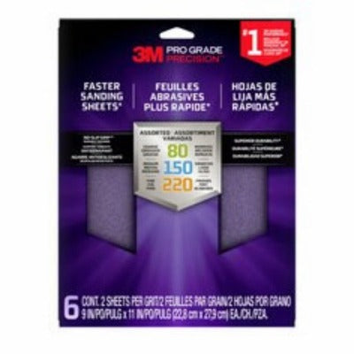 3M 3M SHRASST-PGP-6T Sanding Sheets Assorted Grit 9x11 6 Pack