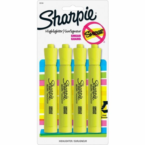 SHARPIE Newell Brands SAN25164PP Chisel Tip Highlighter Yellow 4-pack