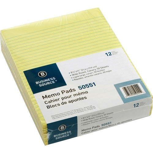 BUSINESS SOURCE Business Source BSN50551 Wide Ruled Memo Pad 12 Pack