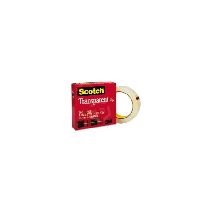 3M 3M MMM60012592 Scotch Transparent Office Tape 1 inches x 72 yd (1 Roll)