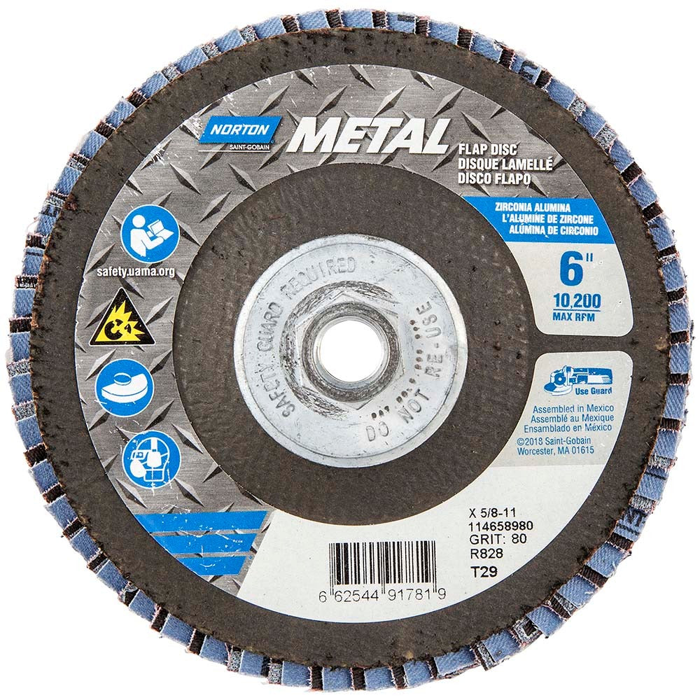 NORTON Norton 66254491781 Flap Disc 80 Grit 6 Inch Type 29