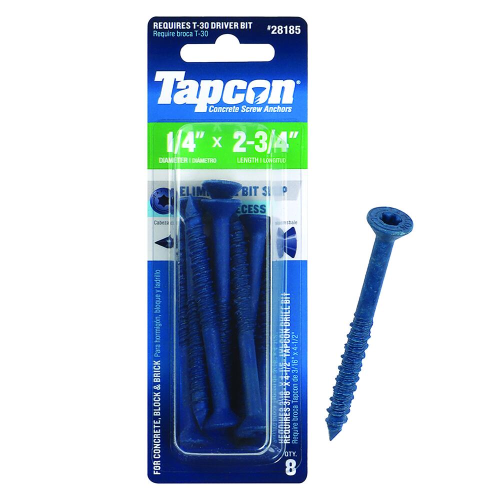 TAPCON Tapcon 28185 Star flat-head concrete screw anchor 1/4 in x 2-3/4 in (8 Pack)