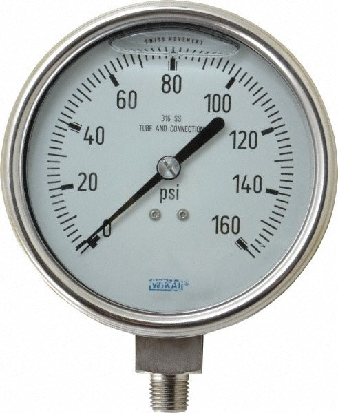 WIKA Wika 9832381 Pressure Gauge 0-160 Psi 4 in Dial Npt Lower Mount