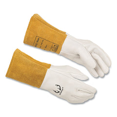 Weldas 10-2304L Deerskin Split Cowhide MIG/TIG Welding Gloves Large Tan White Gauntlet Cuff