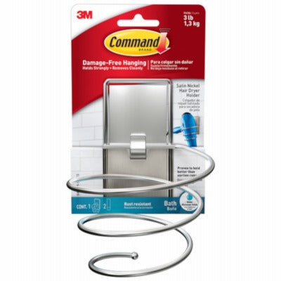 3M 3M BATH39-SN-ES Satin Nickel Hair Dryer Holder Wall Mount