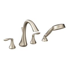 Moen T944BN Eva Two Handle Roman Tub Faucet Includes Hand Shower in Brushed Nickel