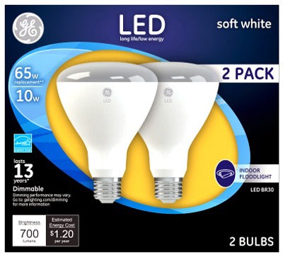GE G E Lighting 93120700 BR30 Led Flood Light Bulb 10W 2-pack