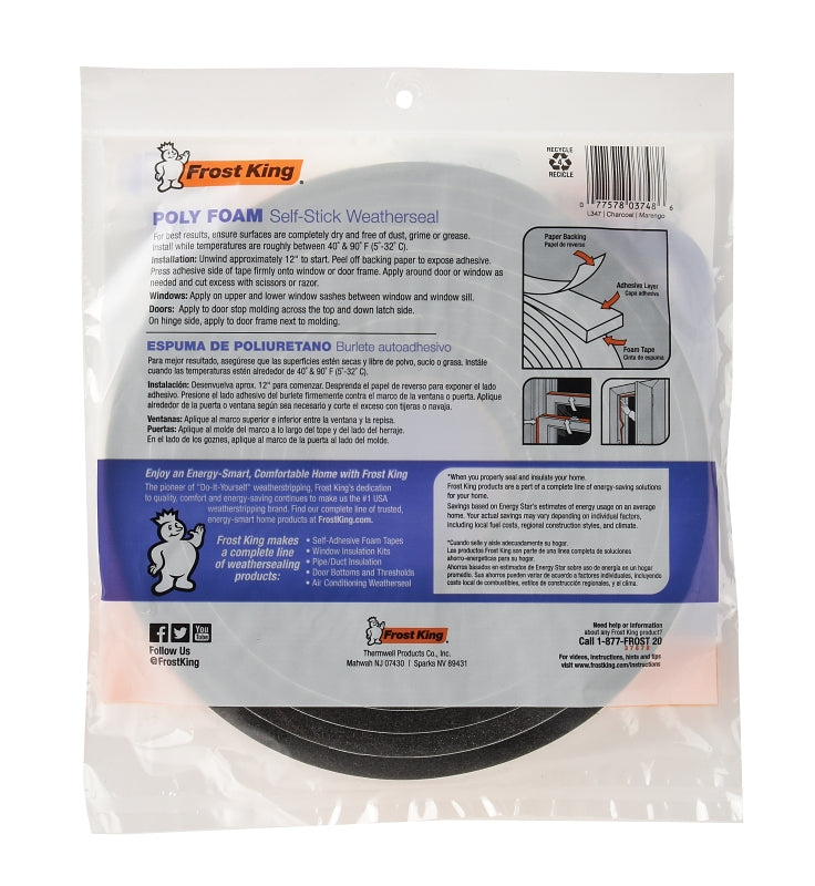 FROST KING Frost King L347 Self-Adhesive Open Cell Tape 17 ft (3/8 in W x 1/4 in T)