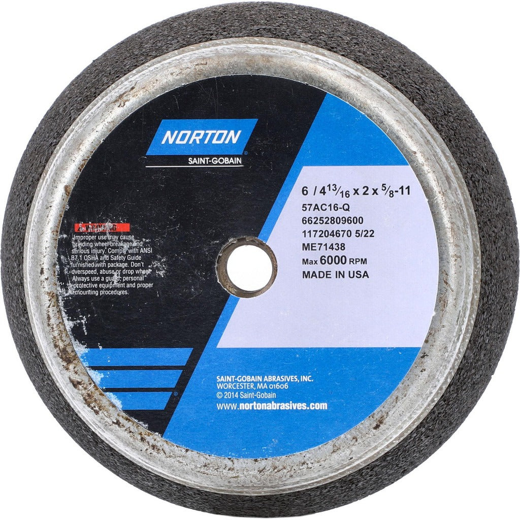 NORTON Norton 66252809600 Type 11 Snagging Wheel 6 in 16 Grit