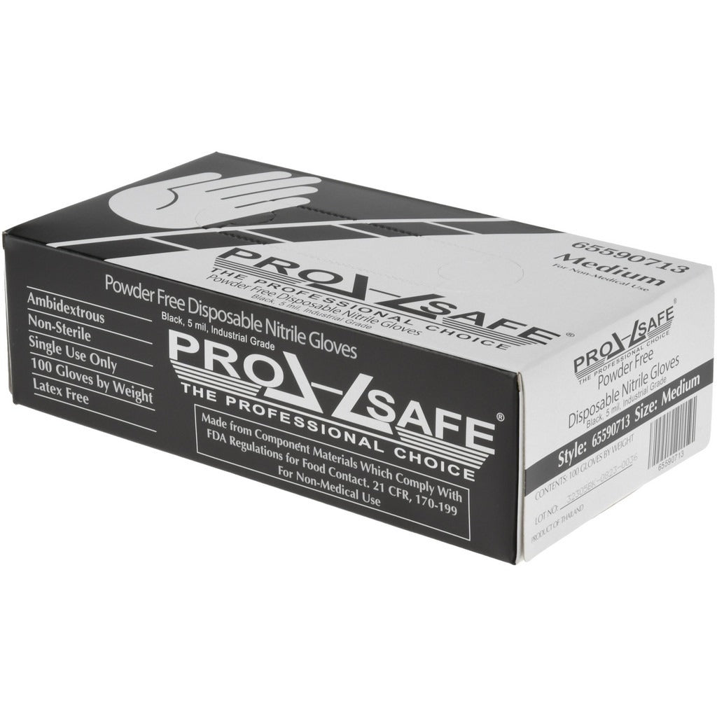 PRO-SAFE Pro-safe 65590713 Nitrile Gloves 5 Mil Medium Black 10x100