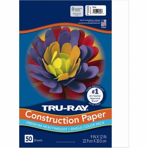 PACON Pacon PAC103026 Construction Paper 9x12 White 50 Sheets