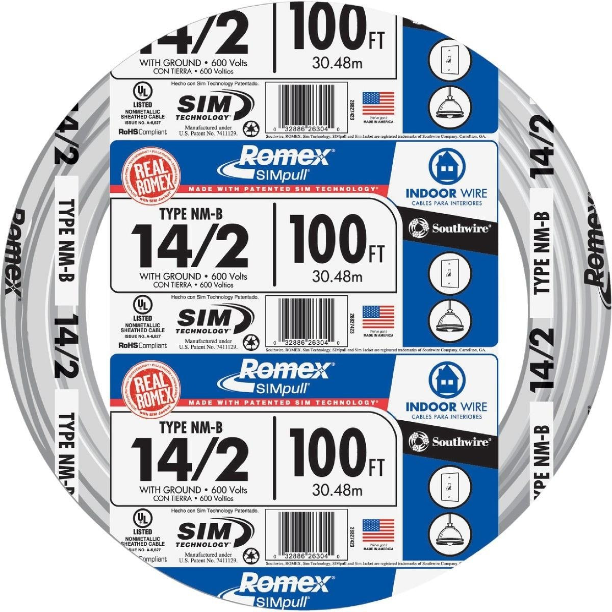 ROMEX ROMEX 28827428 100 Ft 14/2 Solid White NMW/G Electrical Wire