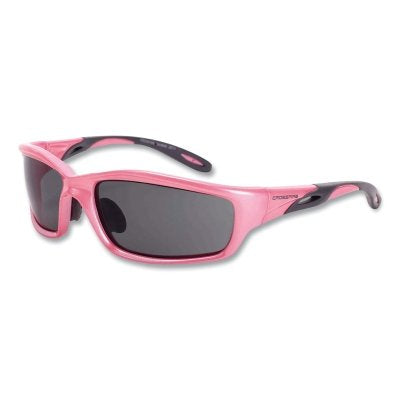 Crossfire 22528 Infinity Premium Safety Eyewear Dark Smoke Lens Polycarbonate Hard Coat Pink Pearl Frame