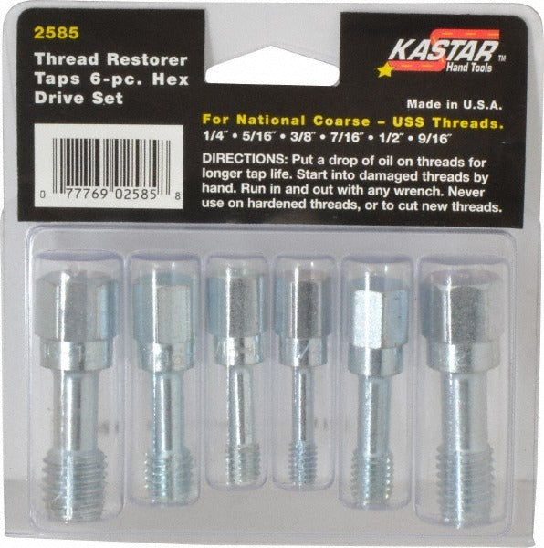 LANG Lang 2585M Tap Set 9/16-12 Unc Carbon Steel 6 Piece