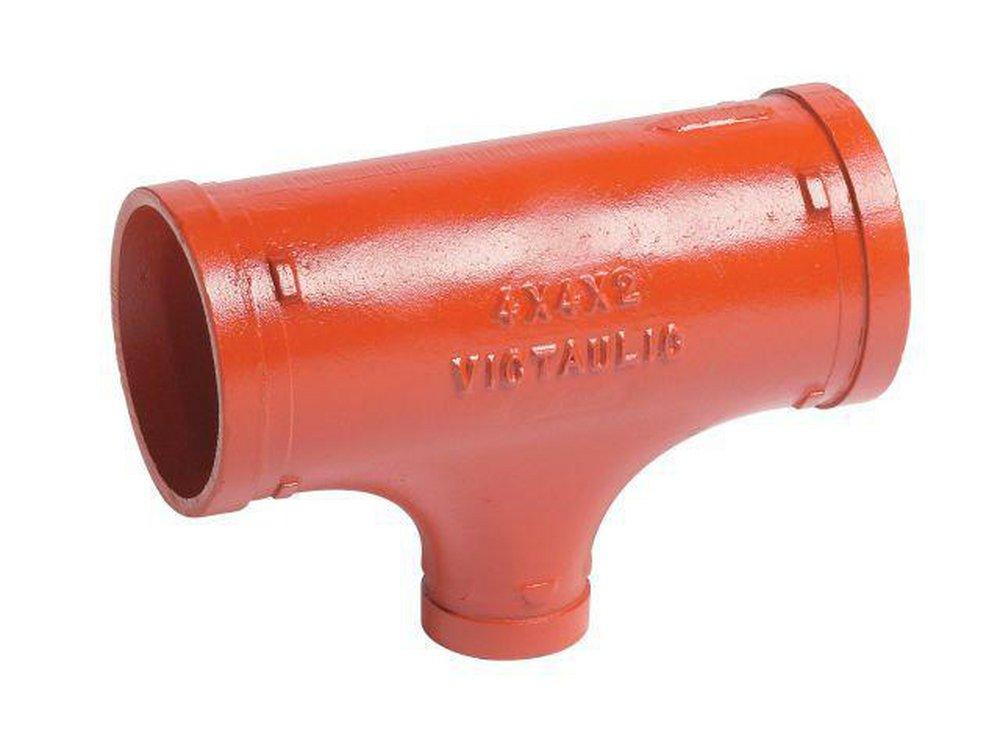 Victaulic FF71025P00 FireLock Style 25 8 x 8 x 5 in. Grooved Painted Ductile Iron Reducing Tee