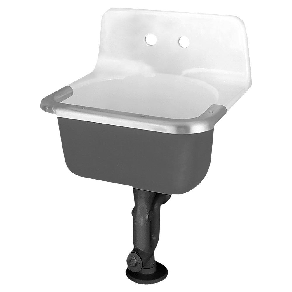 American Standard 7695008.020 Akron Wall-Hung Cast Iron Service Sink with 8 Faucet Holes and Rim Guard in White