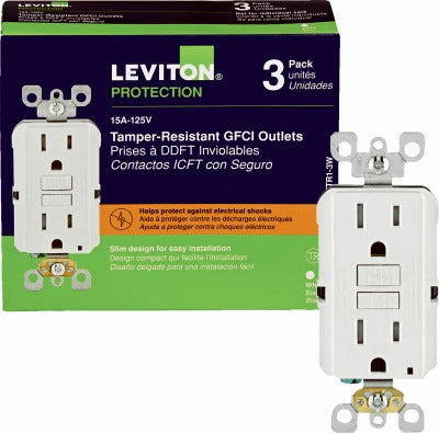 LEVITON Leviton M72-GFTR1-03W 15A Gfci Outlet Tamper Resistant 3-pack