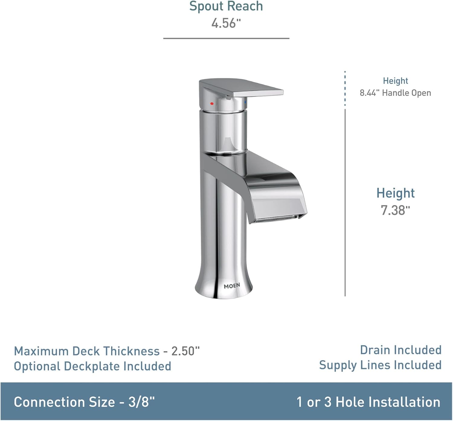 MOEN Moen 6702BL Genta LX name bathroom sink faucet with optional deck plate