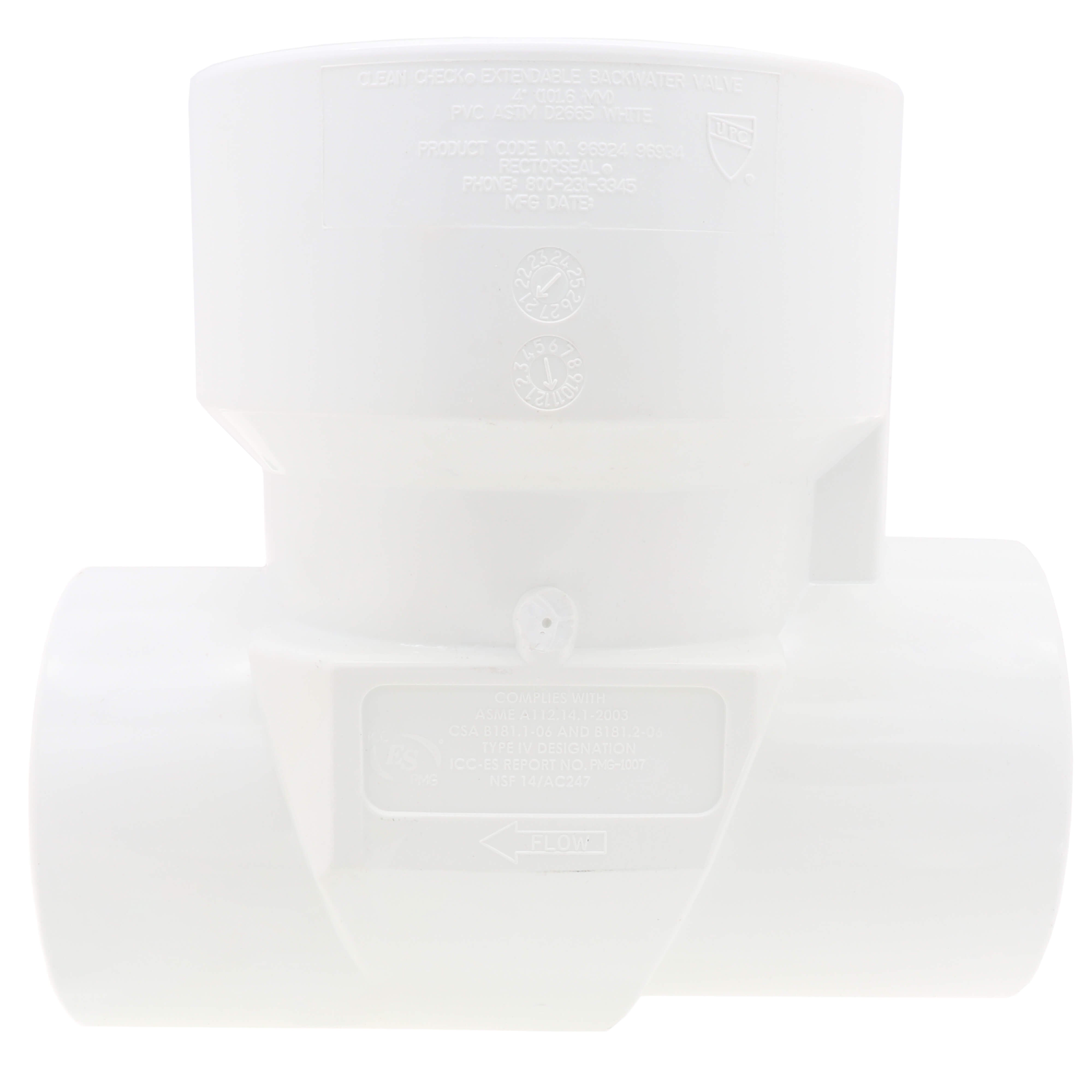 RECTORSEAL Rectorseal 97024 Extendable Backwater Valve 4 Inch Pvc