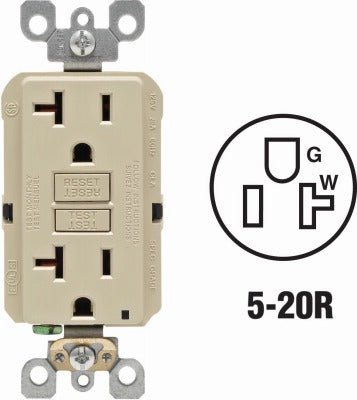 LEVITON Leviton R21-GFNT2-0KI 20A Slim Gfci Outlet Self-test Ivory 6pk