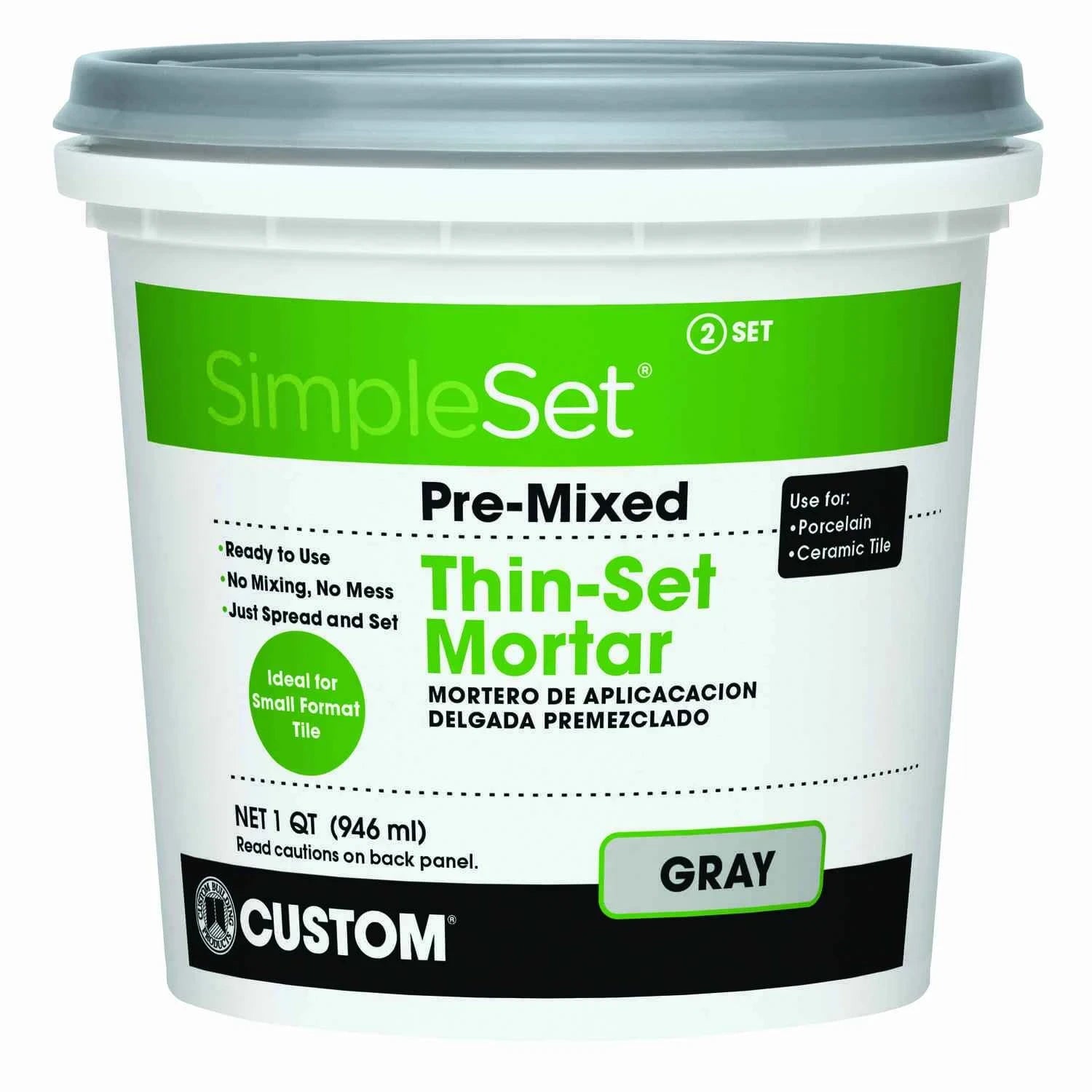 CUSTOM BUILDING PRODUCTS Custom Building Products CTTSGQT SimpleSet Pre-Mixed Thin-Set Mortar 1 Qt
