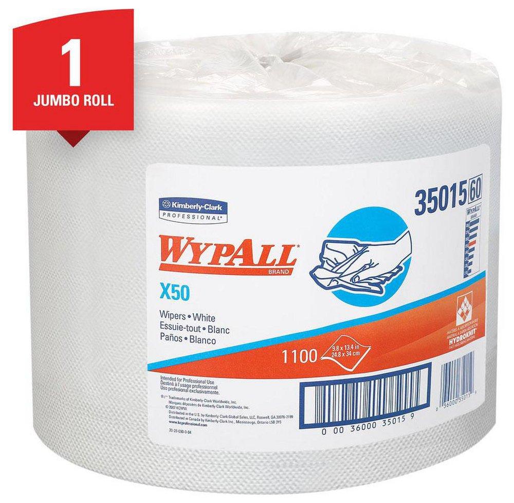 Wypall 35015 X50 13.4 x 9.8 in Jumbo Wipes Roll in White 1100 Sheets