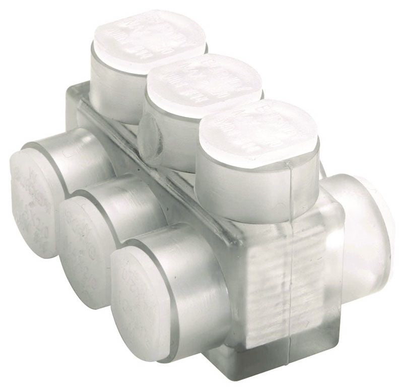 BURNDY BURNDY BIBD600-6 Aluminum Multiple Tap Connector, Clear Insulated, 6 Port, 2 Sided Entry, 4 AWG-600 kcmil, Al/Cu Rated