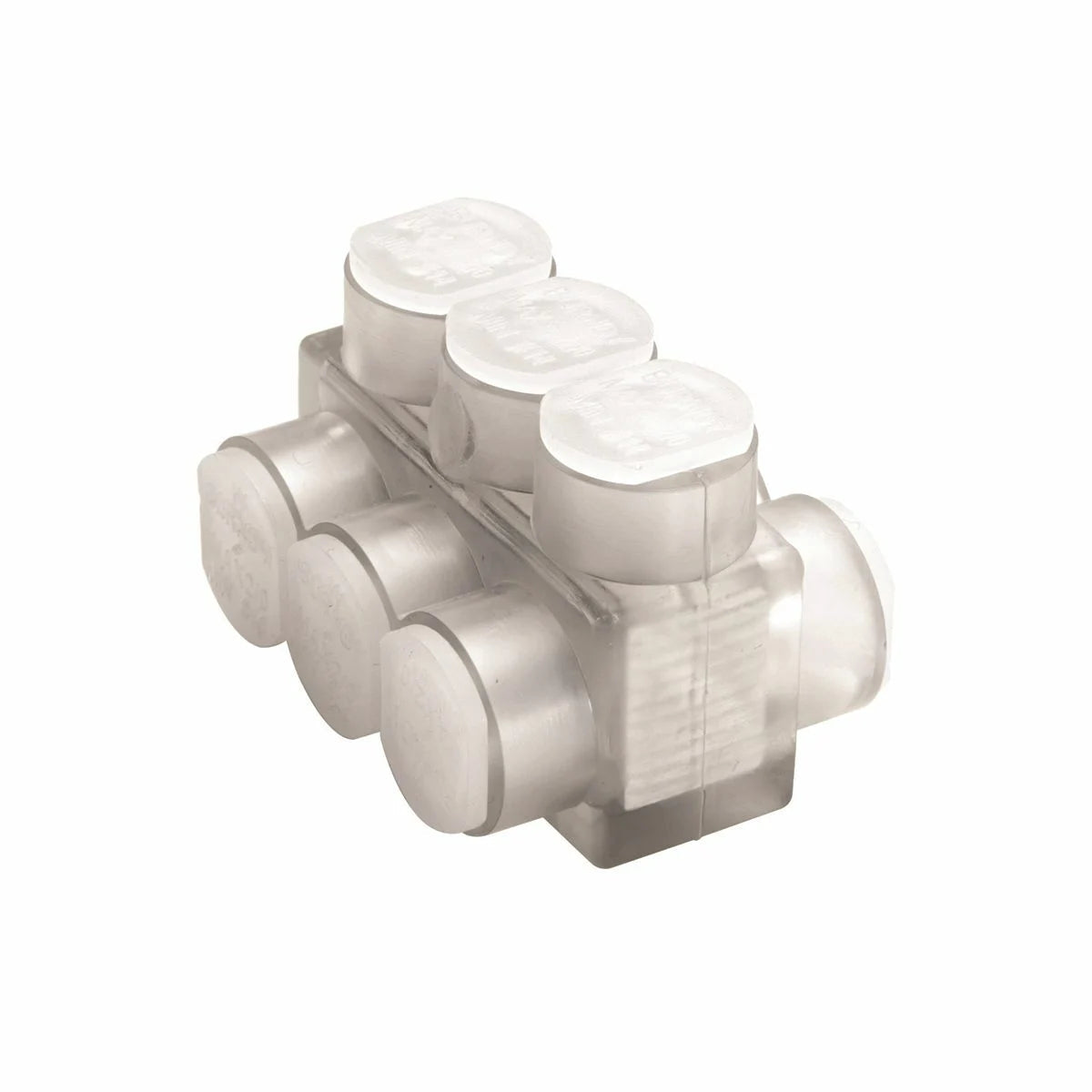 BURNDY BURNDY BIBD600-6 Aluminum Multiple Tap Connector, Clear Insulated, 6 Port, 2 Sided Entry, 4 AWG-600 kcmil, Al/Cu Rated
