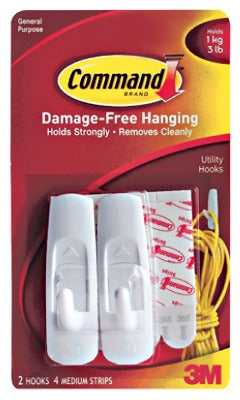 3M 3M Company 17001ES Medium Command Utility Hook 2 Pack