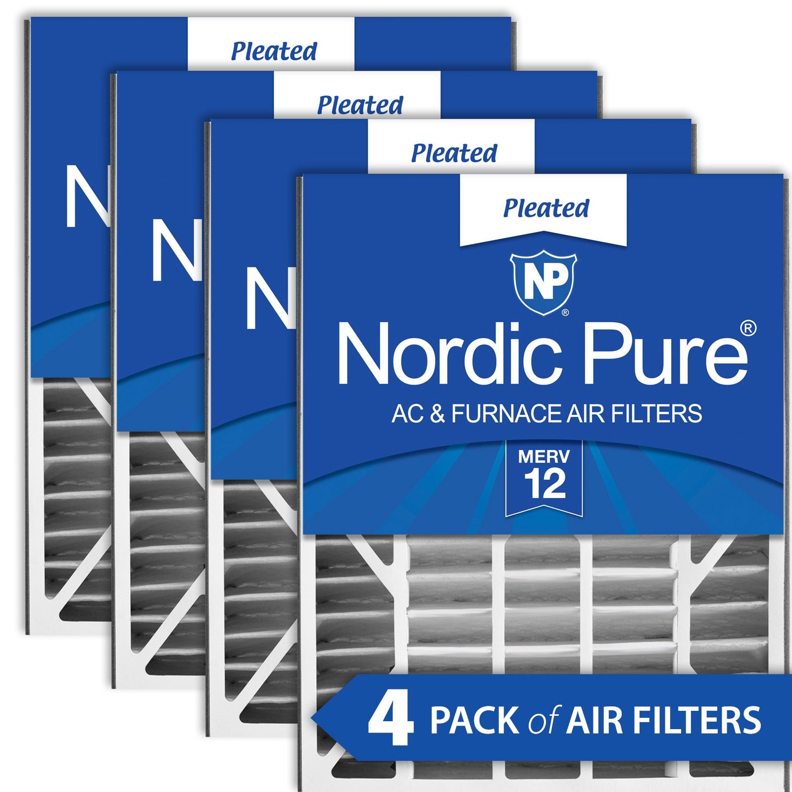 NORDIC PURE Nordic Pure 20x25x5ABM12-4 Merv 12 Air Filter 4 Pack