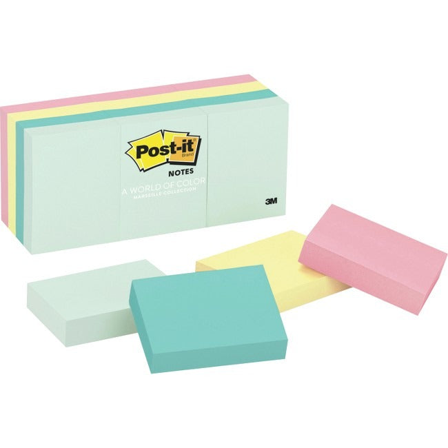3M 3M MMM653AST Post-it Notes Beachside Cafe 12 Pack