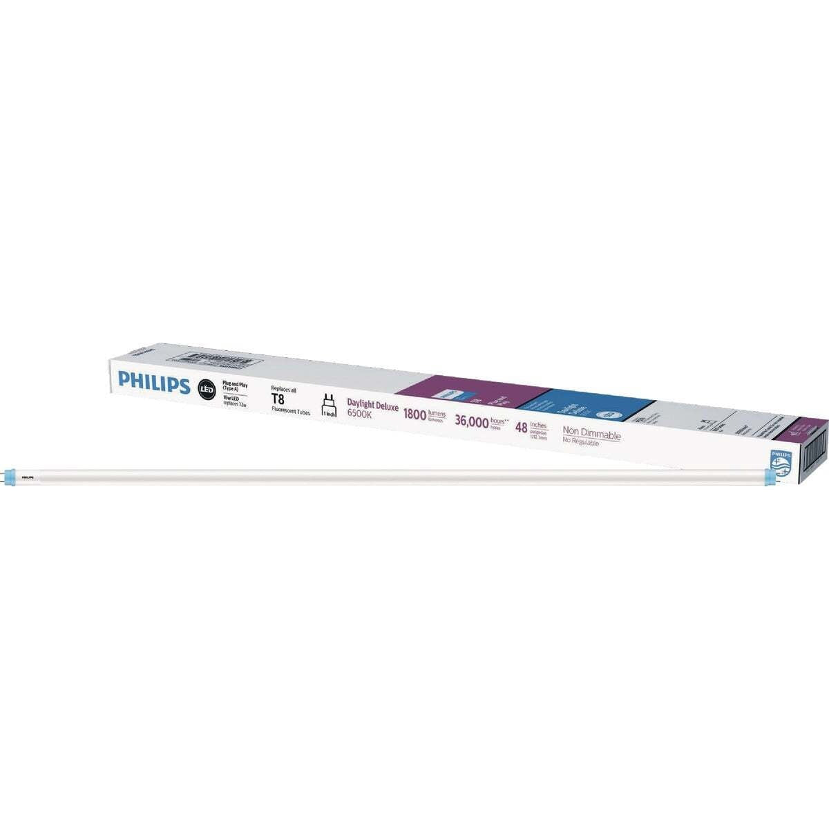PHILIPS Philips 545616 32-Watt Equivalent 4 ft. Linear T8 Type A Instant Fit Deluxe LED Tube Light Bulb (30-Pack)