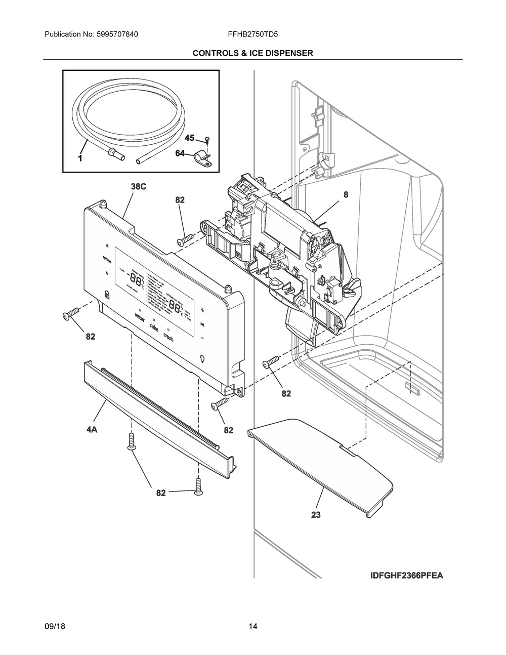 FRIGIDAIRE Frigidaire 5304518821 Refrigerator Dispenser Control Board (Control Assembly)