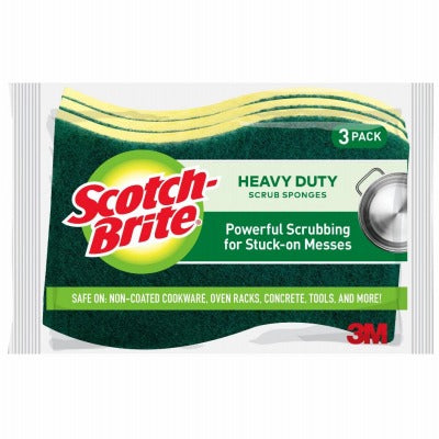 3M 3M Company HD-3 Heavy Duty Scrub Sponge 3 Pack