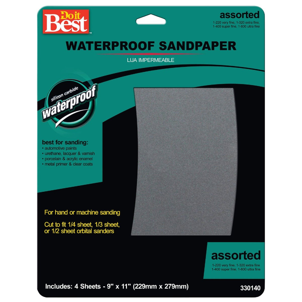 BSC PREFERRED Bsc Preferred 330140GA Wet Sandpaper 4 Sheet Pack