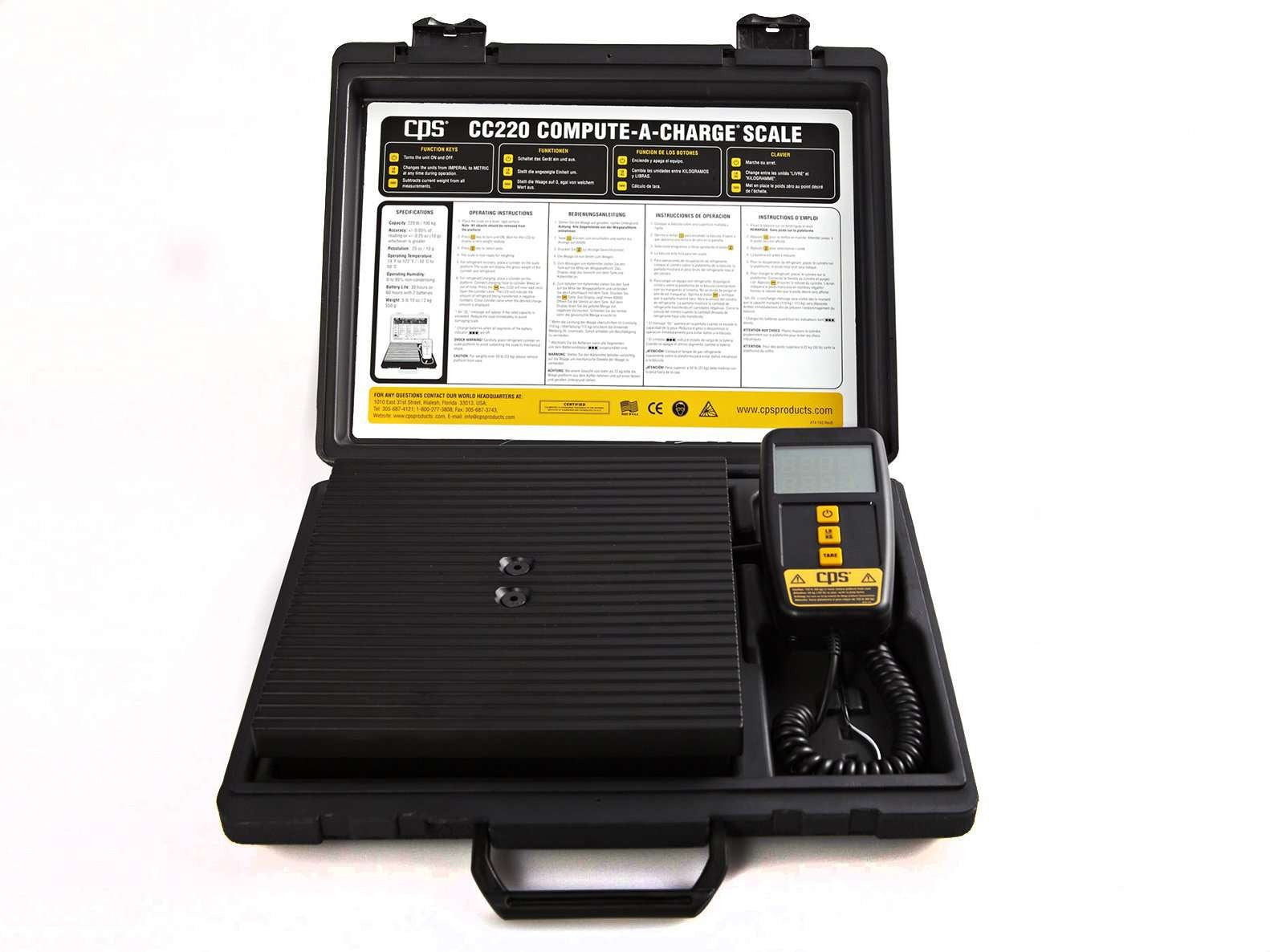 CPS PRODUCTS Cps Products CPS-CC220 Compute-A-Charge high capacity refrigerant charging scale 220 lb (8.75 inches platform)
