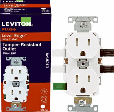 LEVITON Leviton R12-ETCR1-00W Tamper Resistant Duplex Outlet 15A