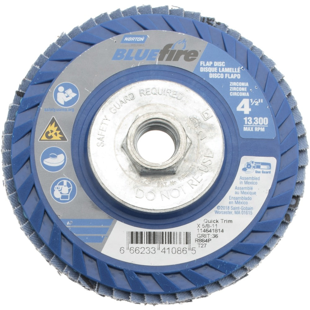 NORTON Norton 66623341086 Flap Disc 36 Grit Zirconia Alumina Type 27