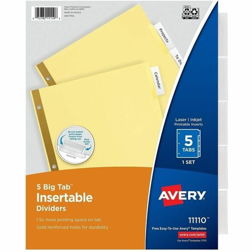 AVERY Avery AVE11110 Big Tab Insertable Dividers 5 Tab
