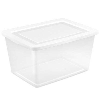 STERILITE Sterilite 42488008 58 Qt Storage Box Clear White Lid 8pk