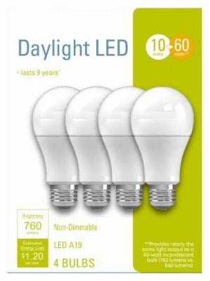 GE G E Lighting 32589 Led A19 10W Daylight Bulb 4 Pack