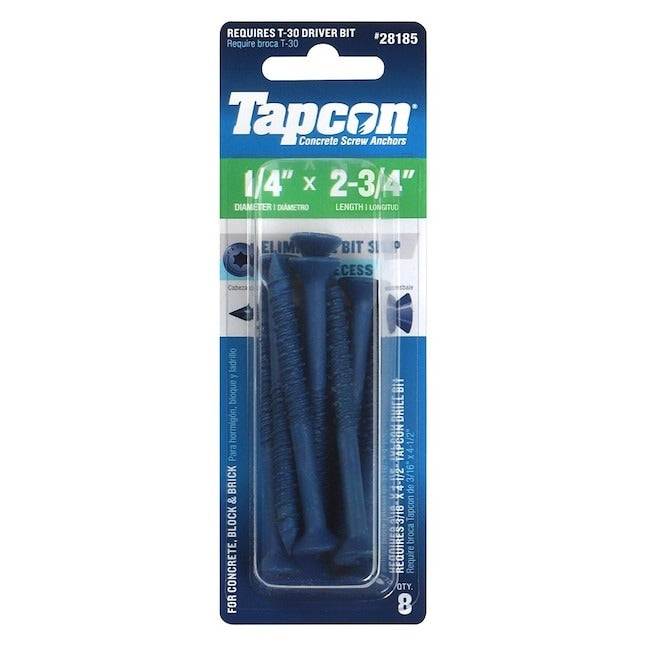TAPCON Tapcon 28185 Star flat-head concrete screw anchor 1/4 in x 2-3/4 in (8 Pack)
