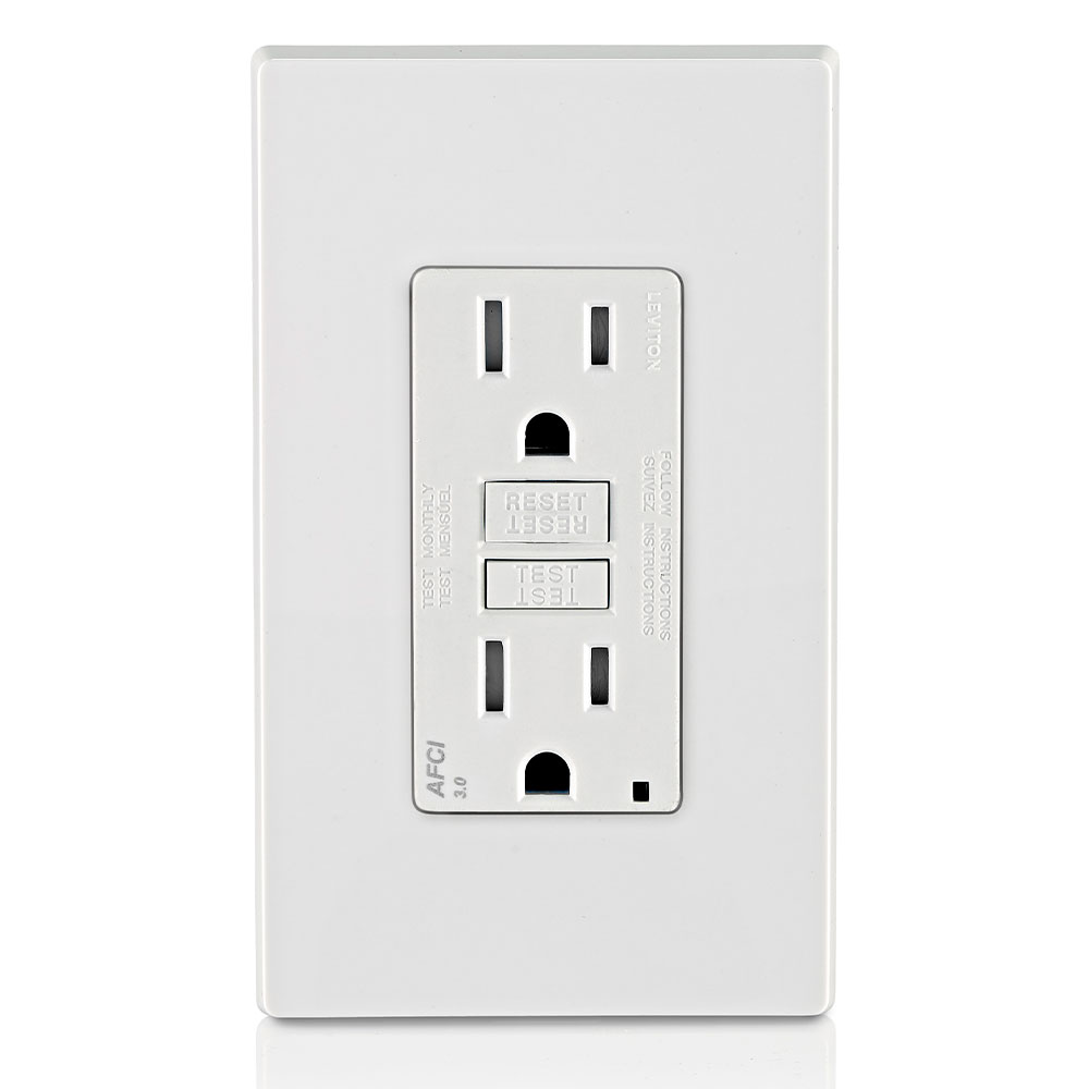 Leviton AFTR1-W SmartlockPro AFCI Receptacle With LED Indicator 125 VAC 15 A