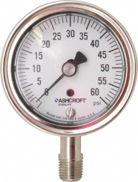 ASHCROFT Ashcroft 94327 Pressure Gauge 0-60 Psi 2.5in Dial Npt