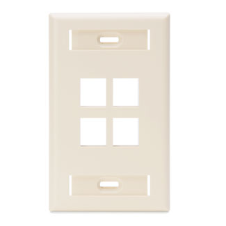 Leviton 42080-4TS QuickPort Wall Plate with ID Windows 4-Port Light Almond